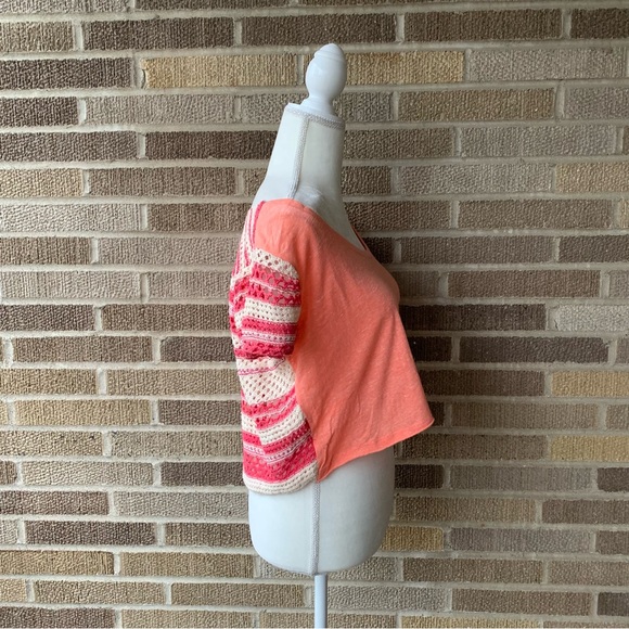 Free People We the Free Crochet Peach Crop Top Size Medium - Picture 4 of 11